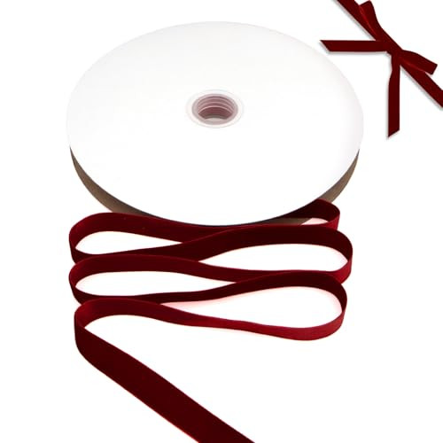 Burgundy Red Velvet Ribbon 5/8" Vintage Wine Christmas Ribbon Dark Red Velvet Ribbon For Gift Wrapping Red Ribbon For Crafts, Hair, Choker, Christmas Wreath, Flower Bouquet, Christmas Tree Ribbon 25Yd | Amazon (US)