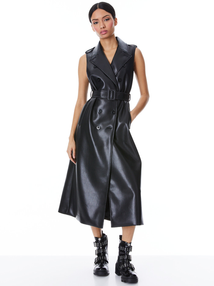 CONAN VEGAN LEATHER BELTED VEST | Alice + Olivia