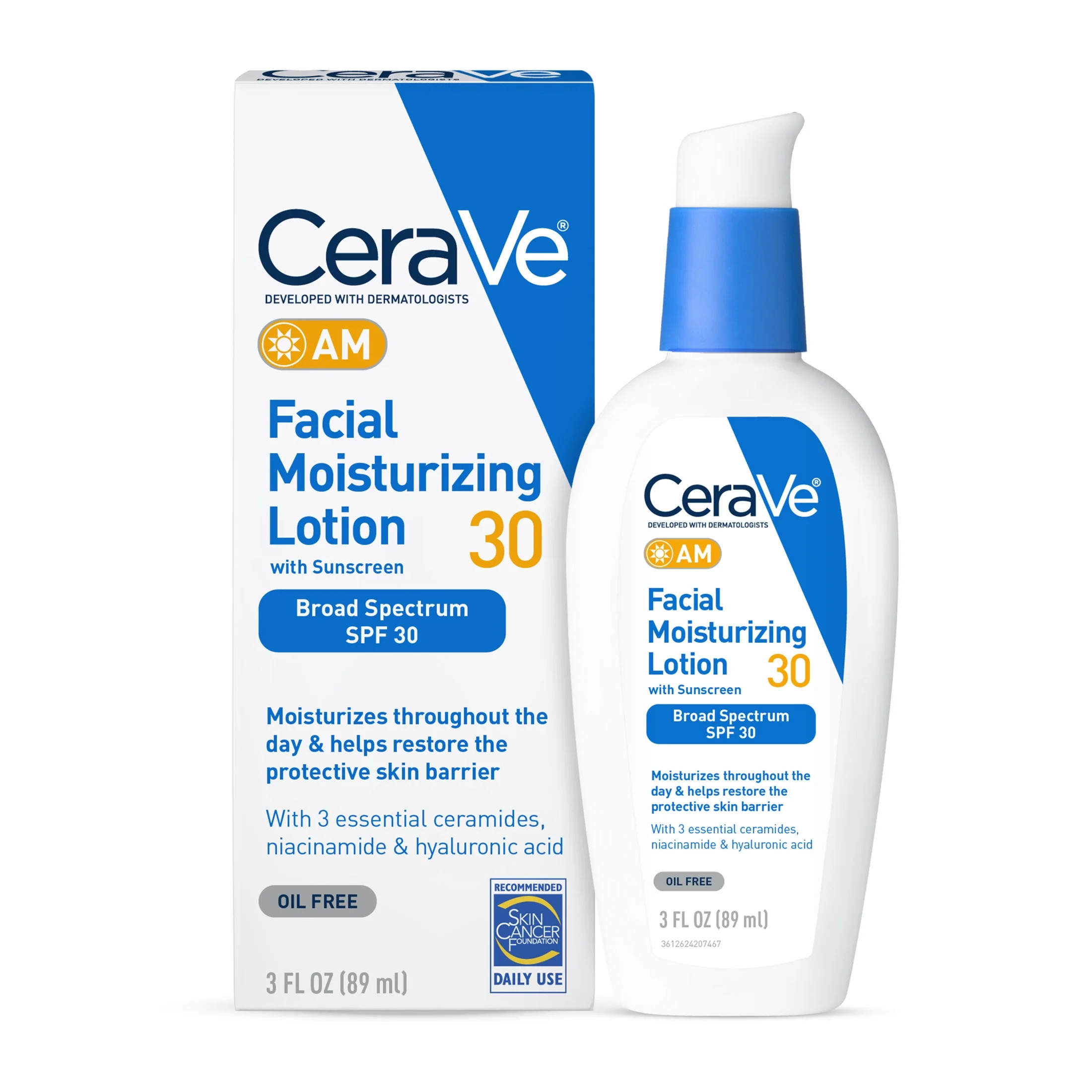 CeraVe AM Face Moisturizer with Broad Spectrum Protection, SPF 30,3 oz | Walmart (US)