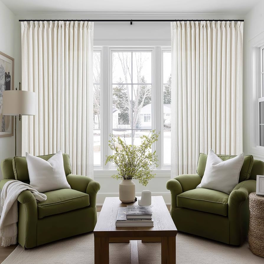 TWODRAPES Natural Extra Wide Pinch Pleat 100 x 108 Inch Linen Curtains | Amazon (US)