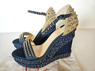 CHRISTIAN LOUBOUTIN Madmonica Denim Spike Wedge Espadrille Sandal Eur 40/US10  | eBay | eBay US
