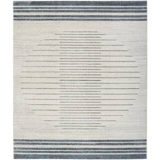 Astra Machine Washable Ivory Blue 9 ft. x 12 ft. Striated Contemporary Area Rug | The Home Depot