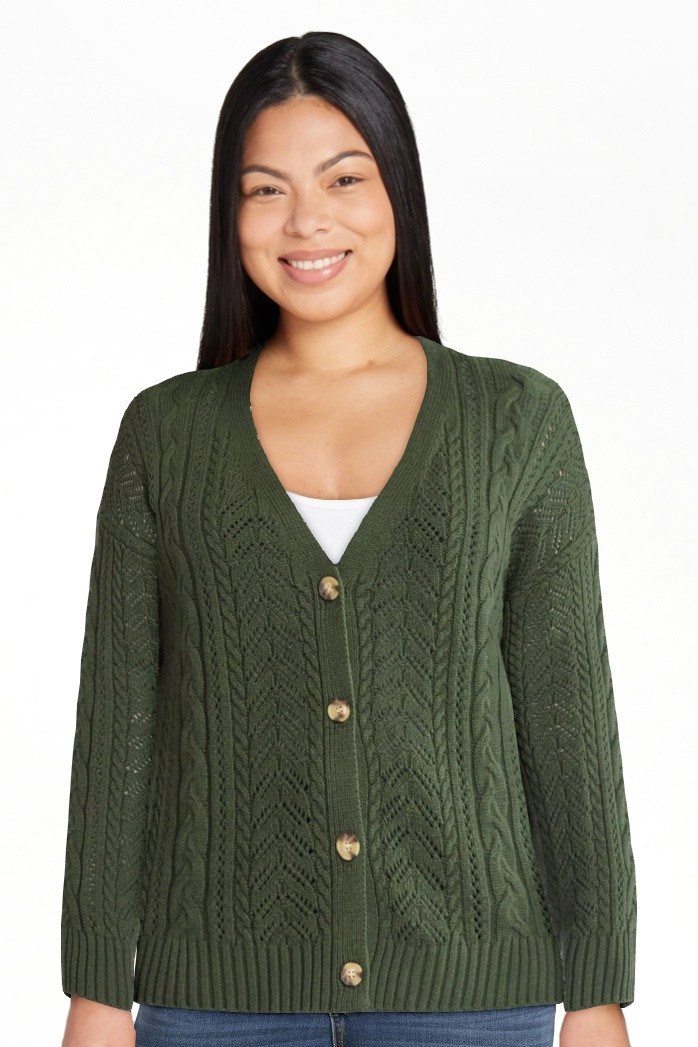 Time and Tru Women's and Women's Plus Long Sleeve Boyfriend Cardigan, Lightweight, Sizes XS-XXXL | Walmart (US)