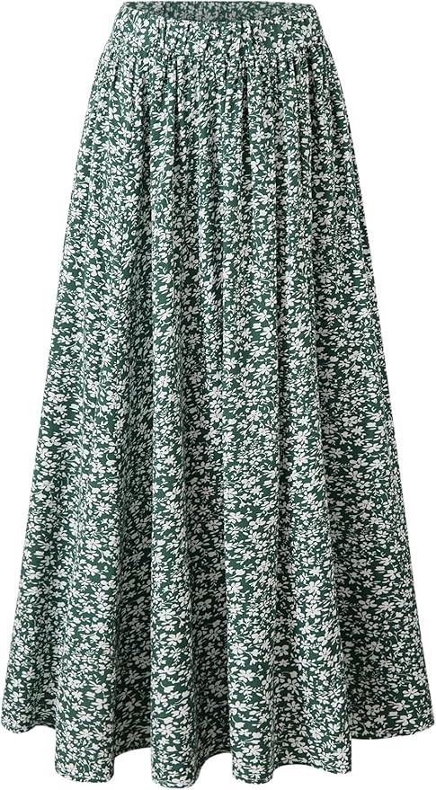 New 6-14 Years Girls Floral Maxi Skirt Boho Flowy A-Line Summer Midi Skirt with Elastic Waist | Amazon (US)