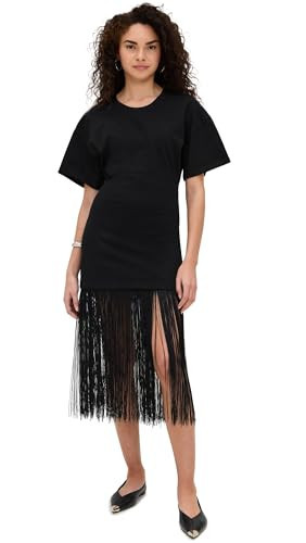 Pixie Market Women's Fringe Cotton Tee Dress, Black, XS | Amazon (US)