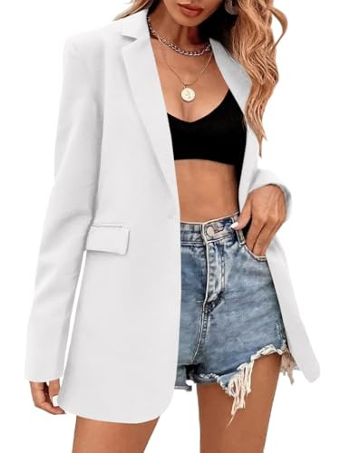 Febriajuce Womens Casual Long Sleeve Lapel Oversized Button Work Office Blazer Suit Jacket | Amazon (US)
