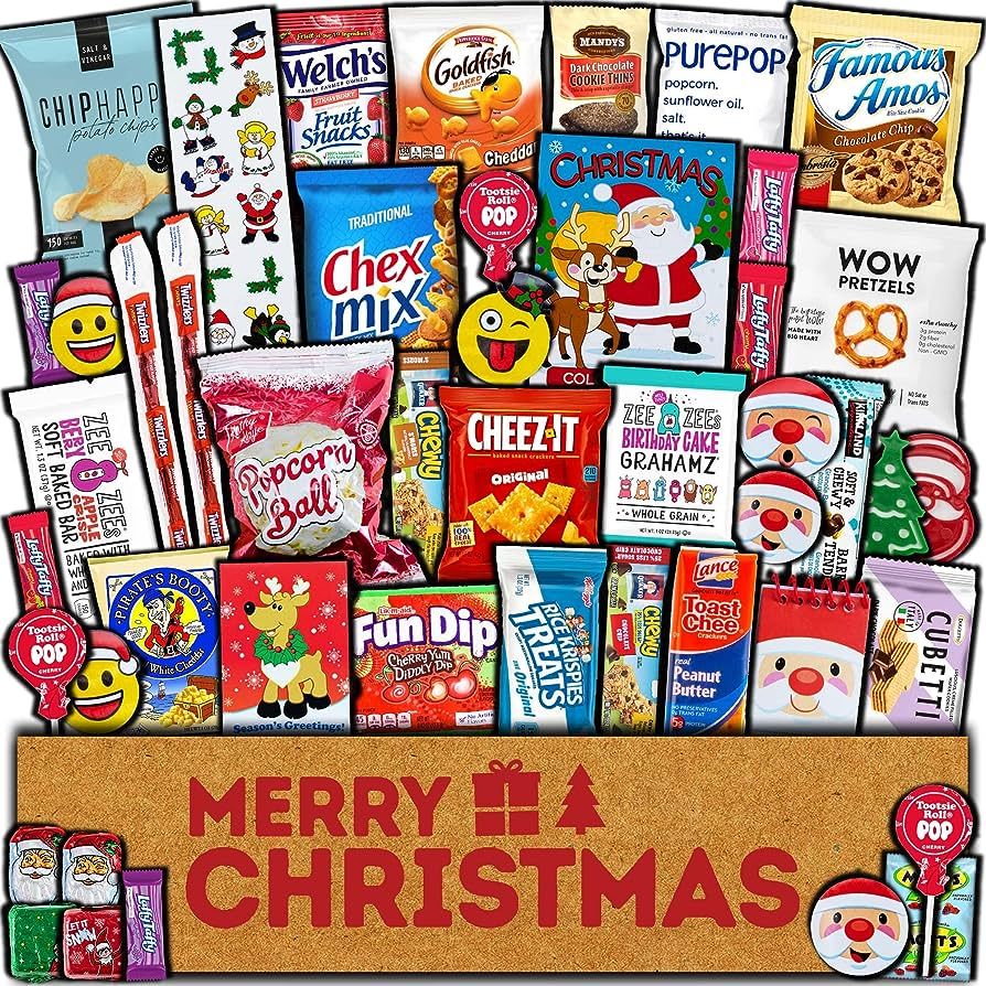 Christmas Care Package (45 Count) Candy Toys Snacks Cookies Bars Chips Holiday Stocking Stuffer Vari | Amazon (US)