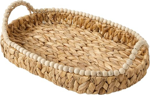 Gibson Home Riverrun Grove 17" Woven Decorative Serving Tray – Large Natural Water Hyacinth Bas... | Amazon (US)