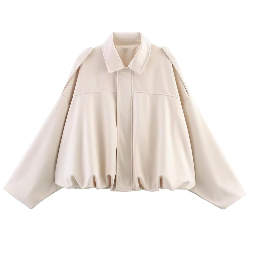 Womens Faux Suede Bomber Jacket Casual Lightweight Batwing Long Sleeve Oversized Coat Streetwear ... | Amazon (US)