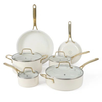 Martha Stewart Lockton 10 Piece Premium PFA Free Non-toxic Ceramic Nonstick Interior Enamel Aluminum | Wayfair North America