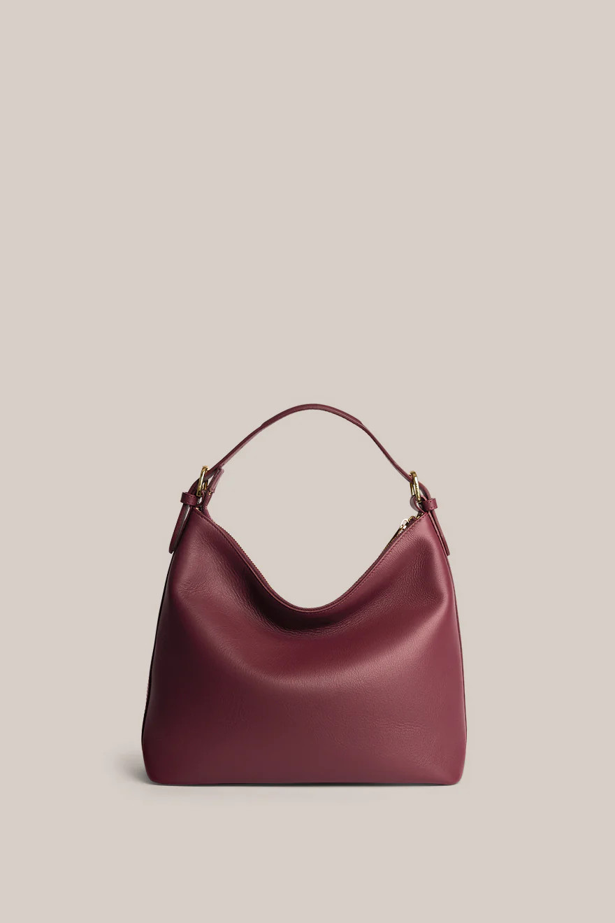 Harper Bordeaux Soft Italian Leather Hobo Slouchy Bucket Bag | VESTIRSI