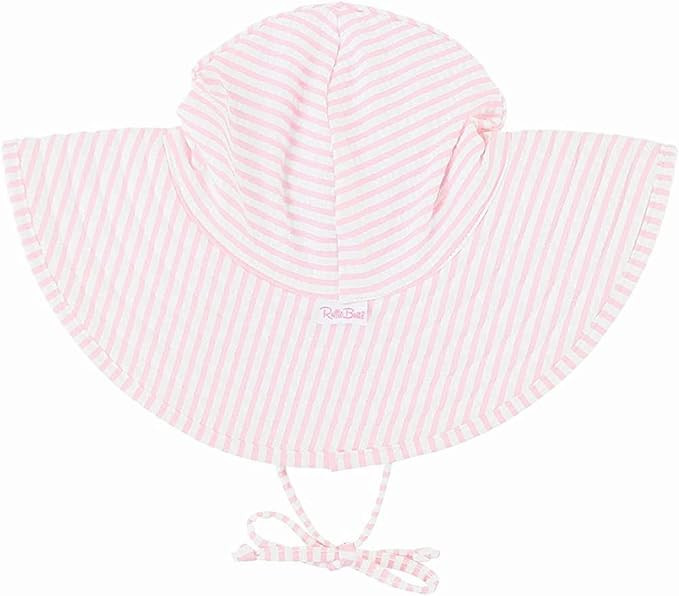 RuffleButts® Baby/Toddler Girls Pink Striped Seersucker Swim Hat - 0-12m | Amazon (US)