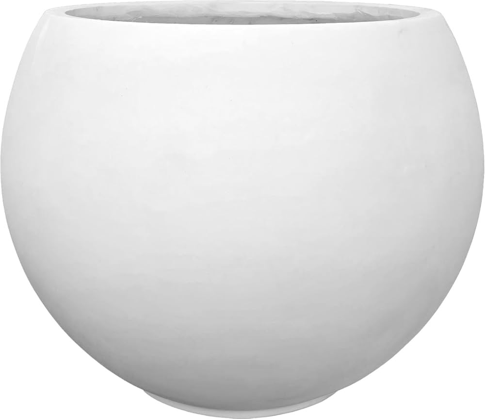 17 H x 21" Dia (15" Pot Opening) White Round Fiberstone Tall Planter with Drainage Hole, Indoor/O... | Amazon (US)