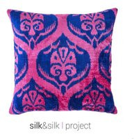 Pink Velvet Ikat Cushion - Throw Pillow Floral Carnation | Etsy (US)