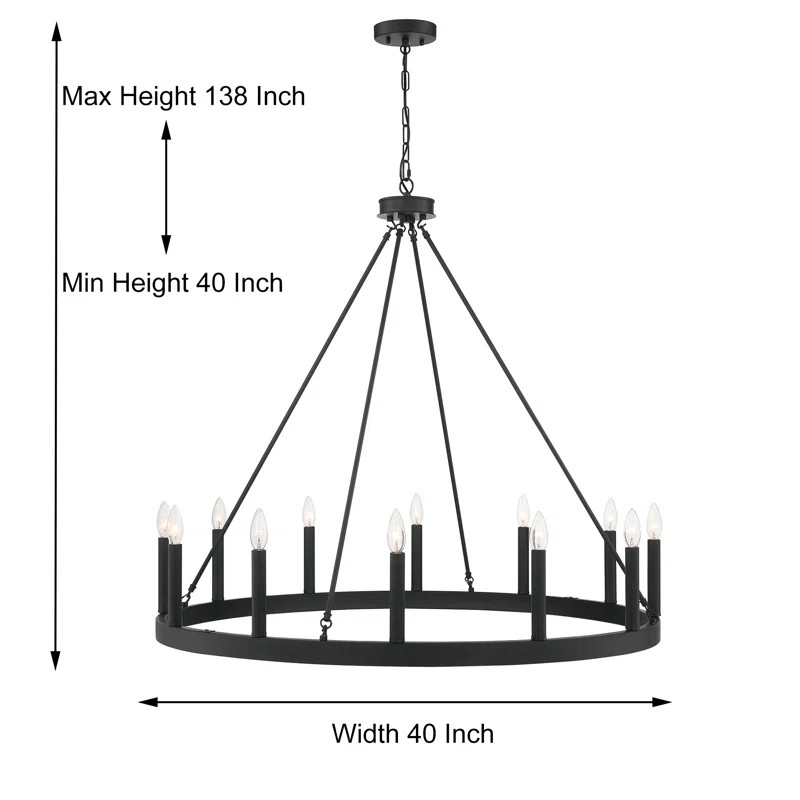 Adreanna 12 - Light Candle Style Wagon Wheel Chandelier | Wayfair North America