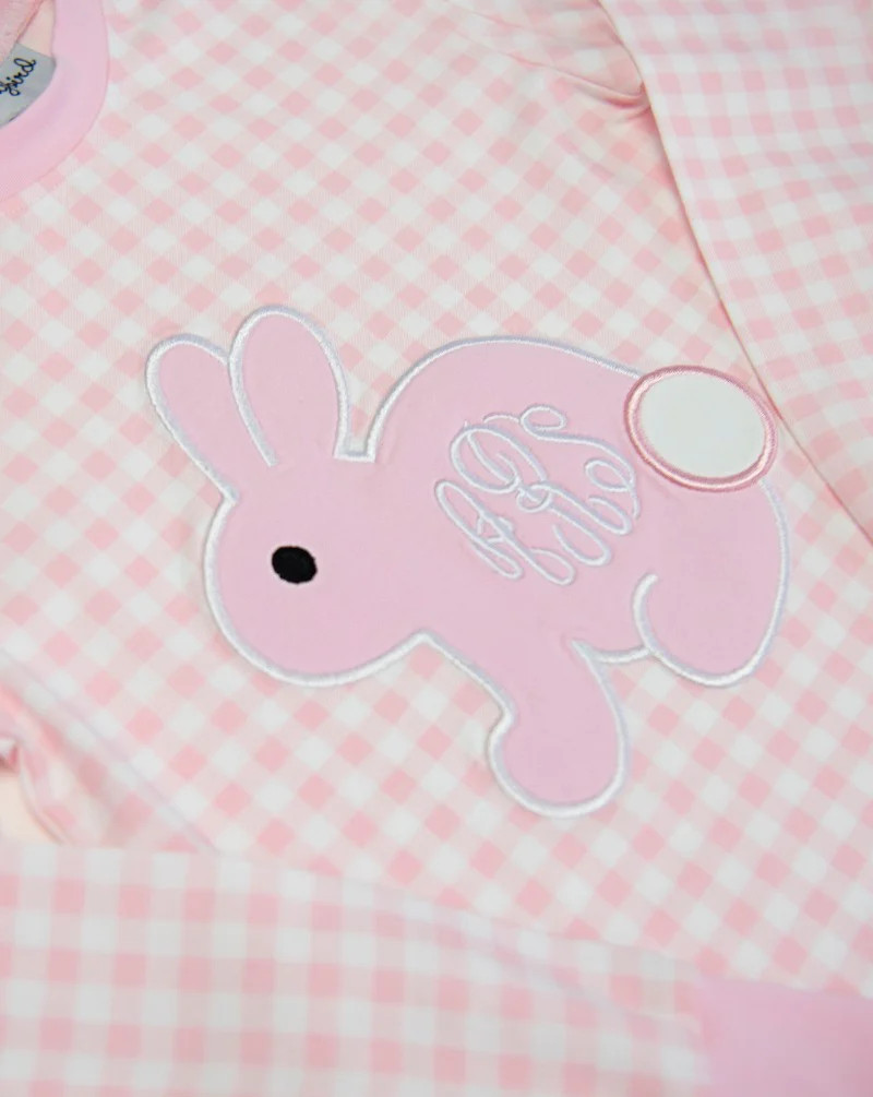 Bunny Applique Pink Gingham Pajamas | Smockingbird Kids
