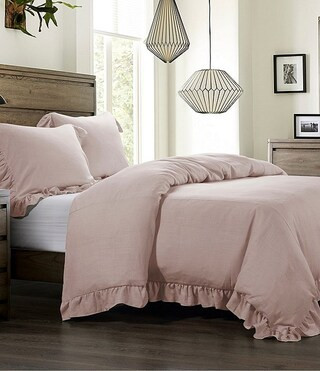 Lily Collection Washed Linen Ruffled Duvet Cover | Dillard's