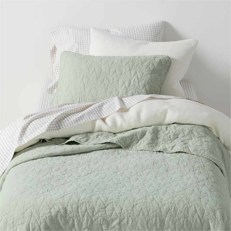 Sunwashed Seafoam Green Star Organic Cotton Kids Twin Quilt | Crate & Kids | Crate & Barrel