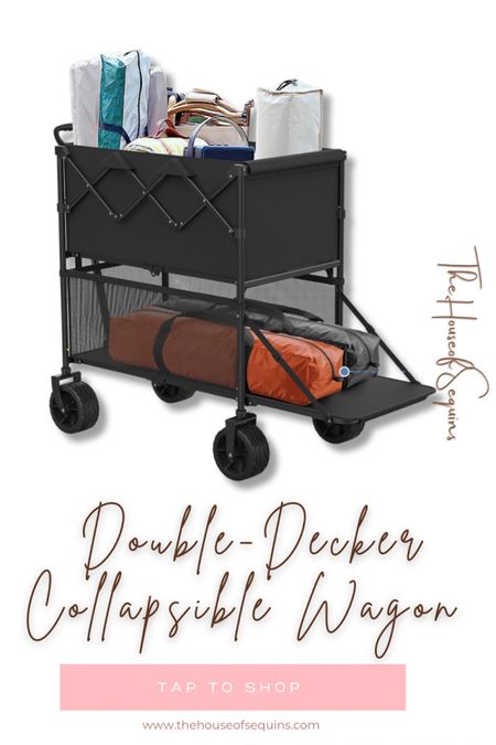 Travel double-decker wagon Amazon must-haves,  2-in-1 rolling cart, grocery cart  trolley, beach cart, wagon, life hack, travel hack, camping, hiking, lake life, beach, pool find, vacation find, packing tape, RV, road-trip. Amazon finds, amazon must haves, Walmart finds. #thehouseofsequins #houseofsequins #lifehacks #lifehack #reels #tiktok #ltkhome #ltkfind #home #homefinds #budgetfriendly #airpump #vacation #vacationfind #travel #travelhack #packing #packingtips #groceries #carfinds 