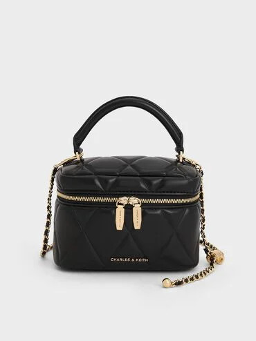Black Arwen Quilted Top Handle Vanity Bag | CHARLES & KEITH | Charles & Keith US
