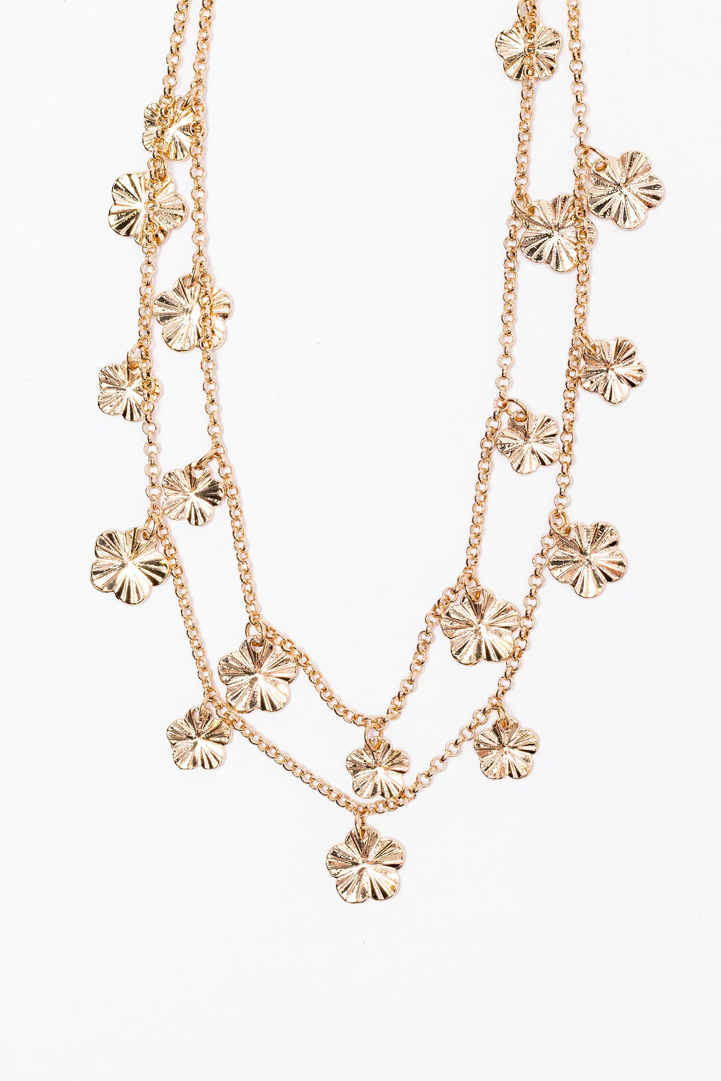 Gold Double Layer Floral Necklace SALE | Pink Lily