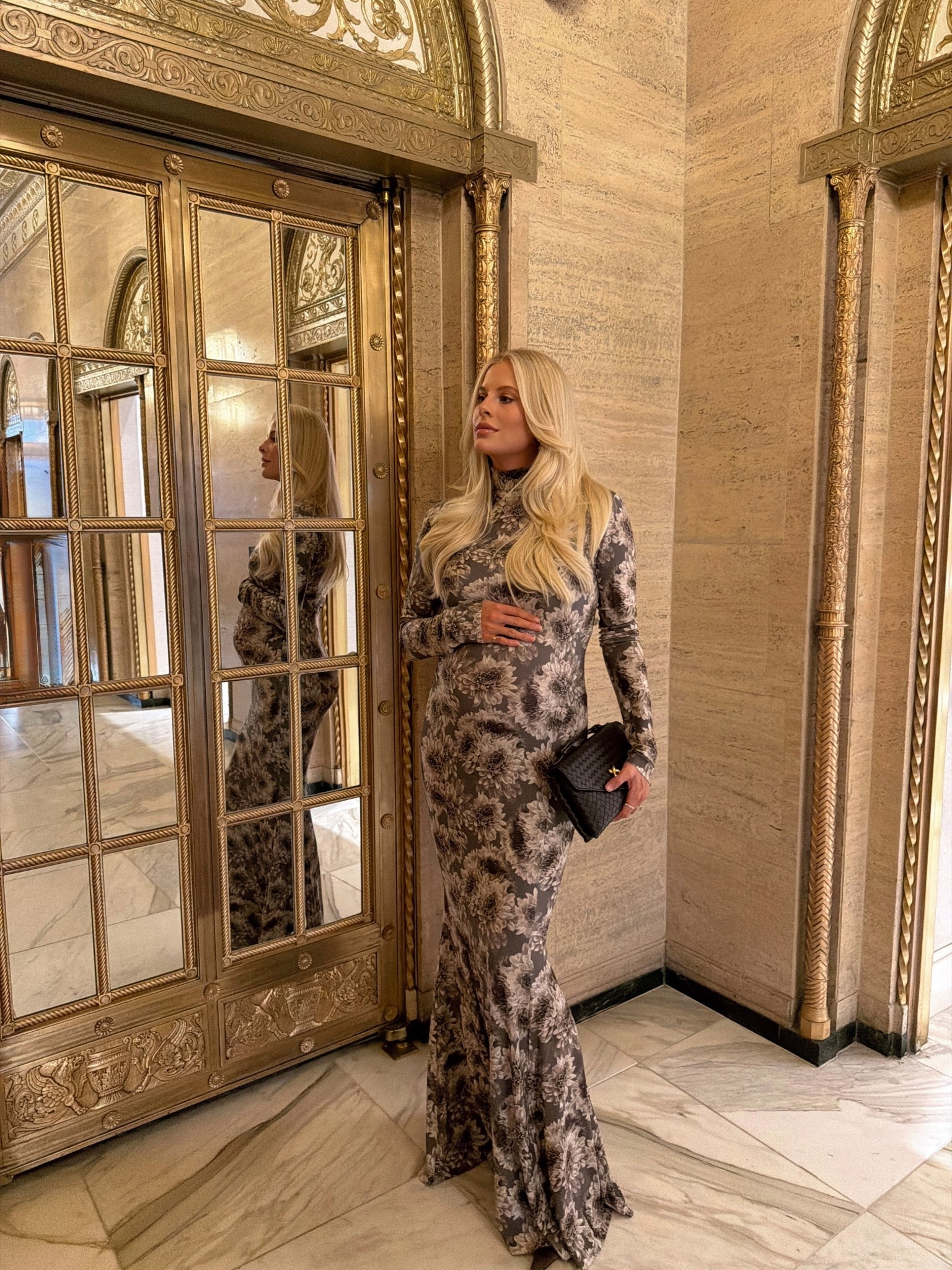 Wearing a medium in dress- sized up for pregnancy (comes in other colors linked too), shoes run tts! Lip is White Russian gloss & toffee liner #kathleenpost Rehearsal dinner dress, event dress, spring wedding guest, bump friendly, maternity dress #LTKootd