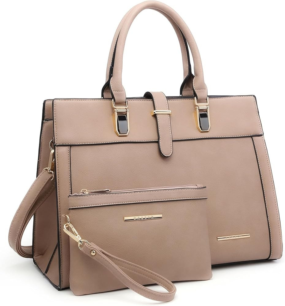 Women's Handbag Flap-over Belt Shoulder Bag Top Handle Tote Satchel Purse Work Bag w/Matching Wri... | Amazon (US)