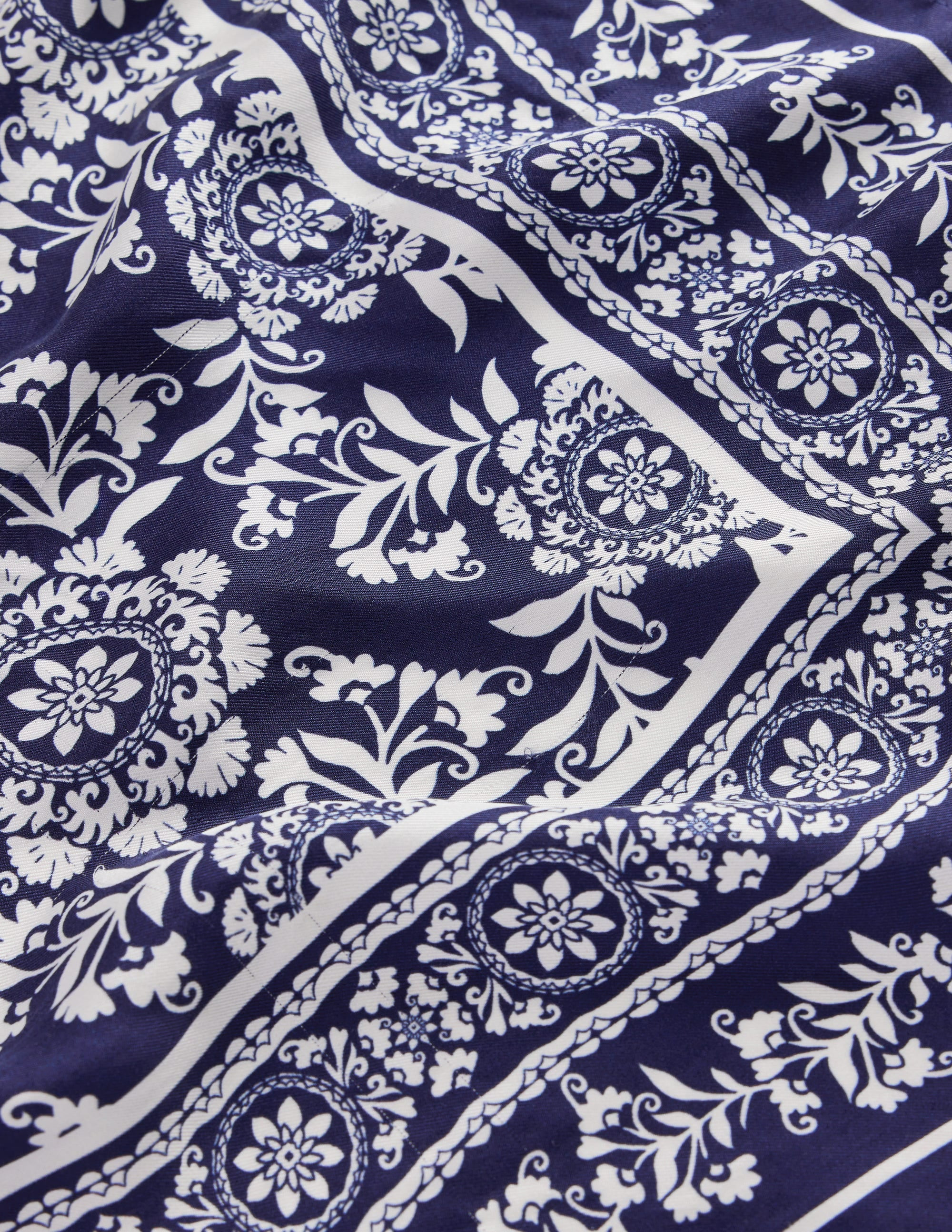 Elisabeth Silk Square Scarf-Navy Decorative Blossom | Boden UK