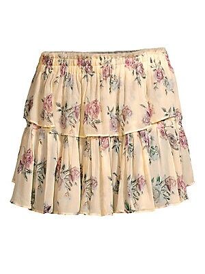 LoveShackFancy Women's Floral Silk Ruffle Mini Skirt - Dream - Size XS | Saks Fifth Avenue