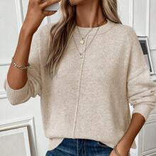 Womens Solid Color Drop Shoulder Casual Sweater | SHEIN