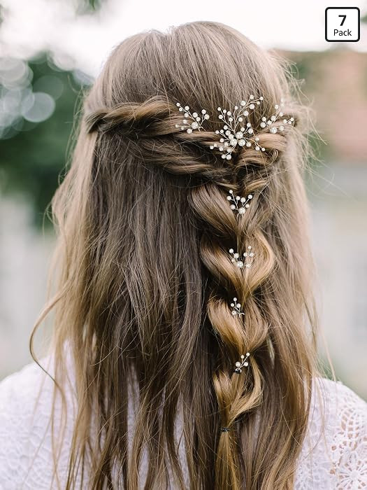 SWEETV 7Pcs Pearl Bridal Hair Pins Wedding Hair Accessories for Brides | Amazon (US)