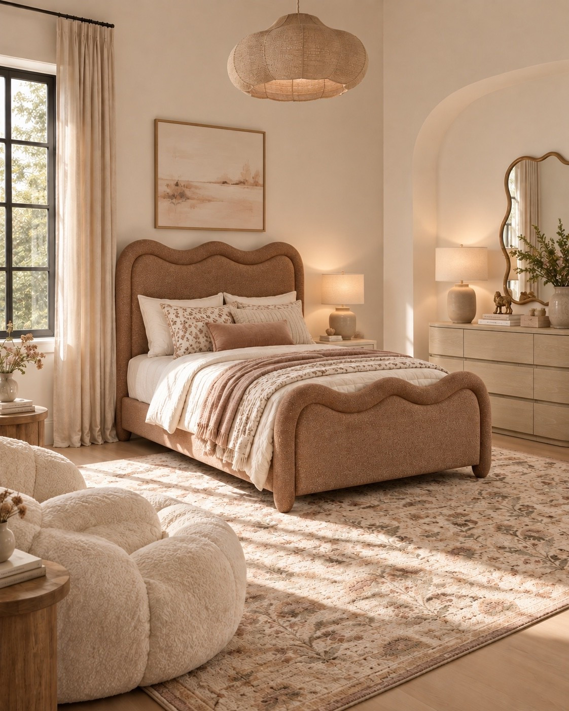 How cute is this room for a girl?! This terracotta wavy bed frame is so pretty, and I love that this matching dresser and nightstand can grow with her!

#LTKHome