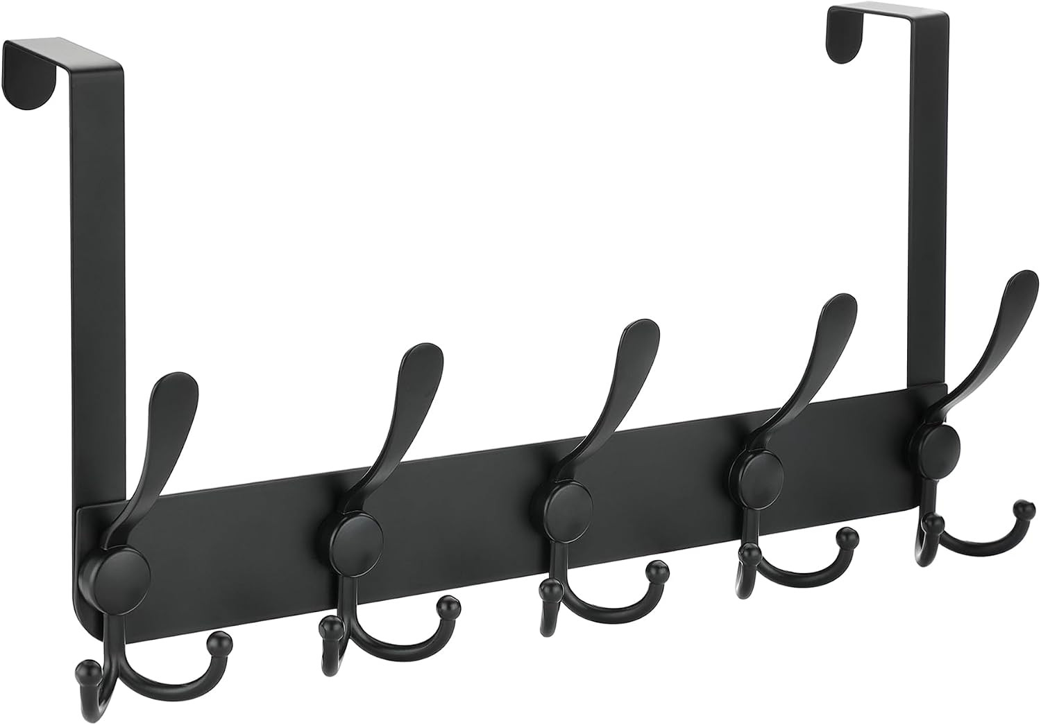 No Drill, No Installation Over The Door Coat Rack with 15 Hooks - Door Hanger Organizer for Towels, Coats, Hats | Bathroom, Bedroom, Closet Storage Solution - Black | Amazon (US)