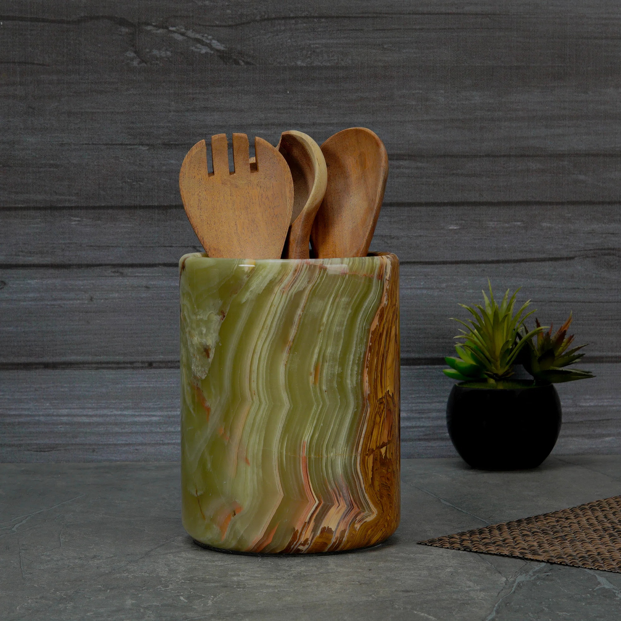 Marble Round Utensil Crock | Wayfair North America