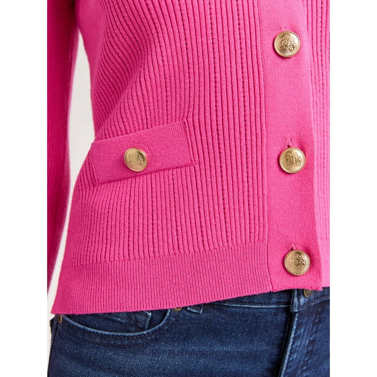 Sofia Jeans Women's and Women's Plus Ribbed Button Cardigan, Lightweight, Size XS-4X | Walmart (US)