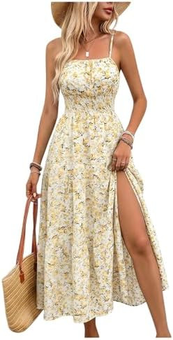 BEAUDRM Women's Summer Maxi Dresses Boho Dresses Beach Vacation Sundresses | Fall Wedding Guest D... | Amazon (US)