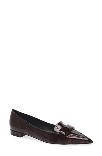 Stuart Weitzman Sovinnie Patent Loafer Flat in Dark Brown at Nordstrom Rack, Size 5 | Nordstrom Rack