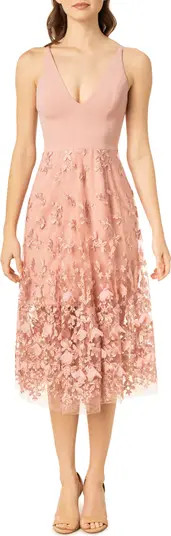Darleen V-Neck Embroidered Mesh Cocktail Dress | Nordstrom