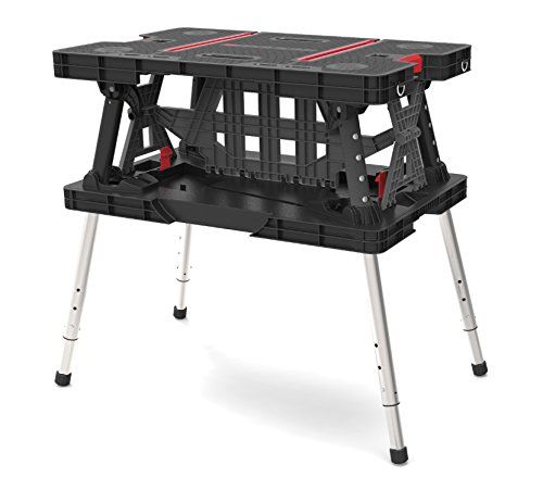 Keter Folding Compact Adjustable Workbench Sawhorse Work Table with Clamps 700 lb Capacity | Amazon (US)