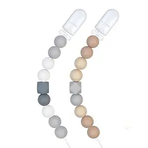 Pacifier Clips for Baby Boys Girls (Beige, Grey) | Amazon (US)