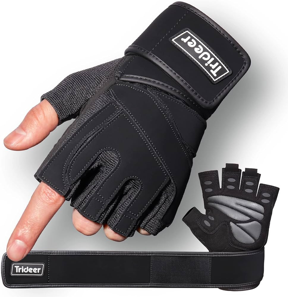 Trideer Padded Workout Gloves for Men - Gym Weight Lifting Gloves with Wrist Wrap Support, Full P... | Amazon (US)