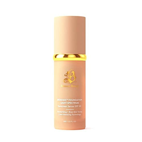 Bio Mimic Foundation Light Spectrum by Forever Bloom; Hydrating, Anti-Aging, Concealing, Evening skin tone, Protecting from Sun with SPF50; Lifestyle Lightweight Foundation for Gym, Sports, Dancing | Amazon (US)