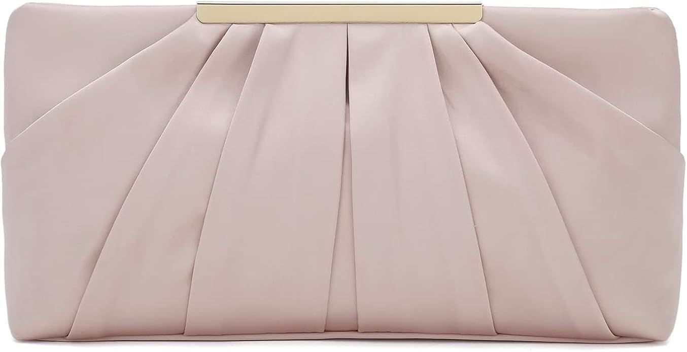 Charming Tailor Clutch Evening Bag Elegant Pleated Satin Formal Handbag Simple Classy Purse for W... | Amazon (US)