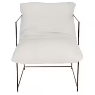Portland Ivory/Black Upholstered Arm Chair | The Home Depot
