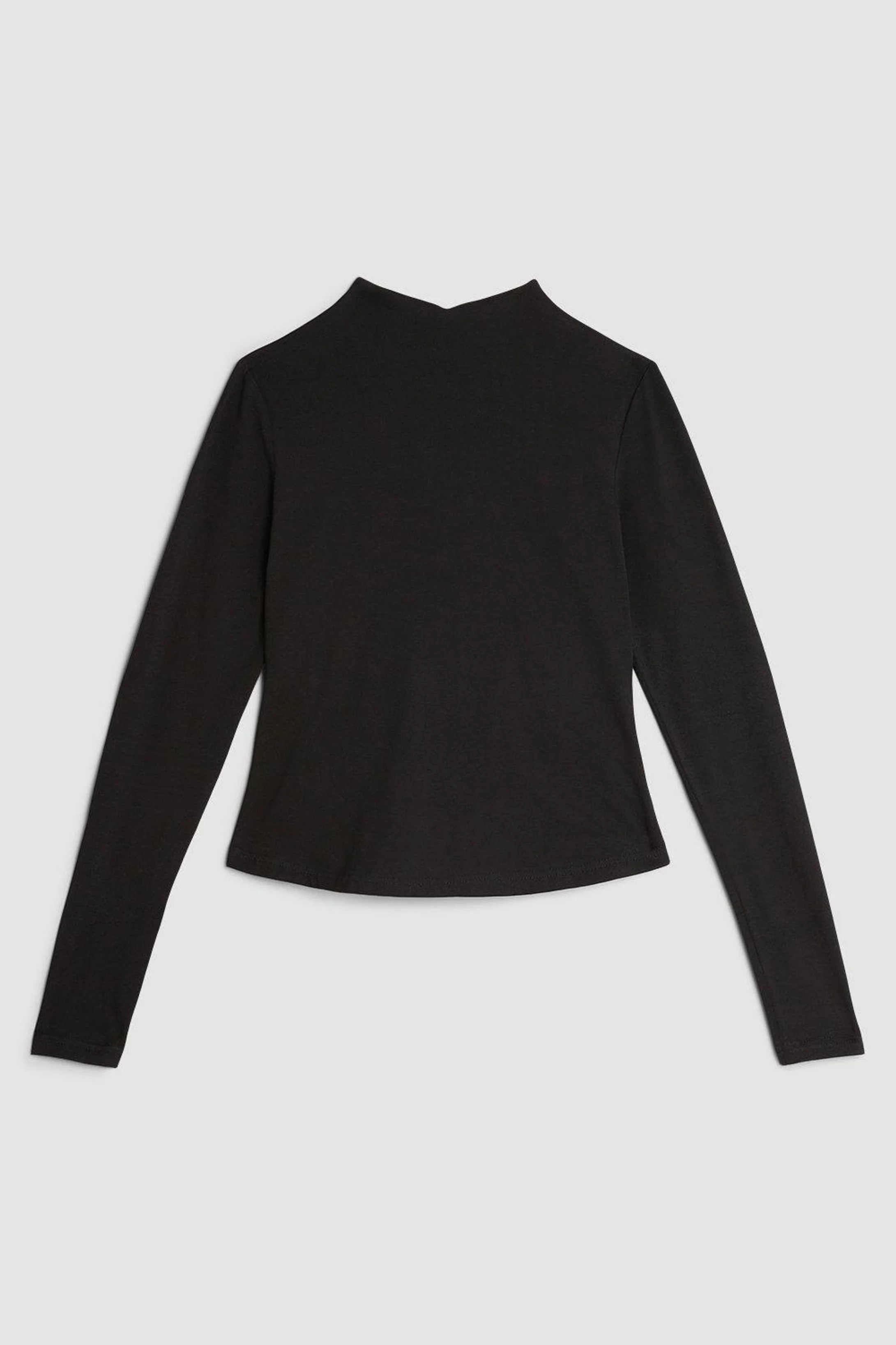 Stretch Cotton Funnel Neck Top | Karen Millen US