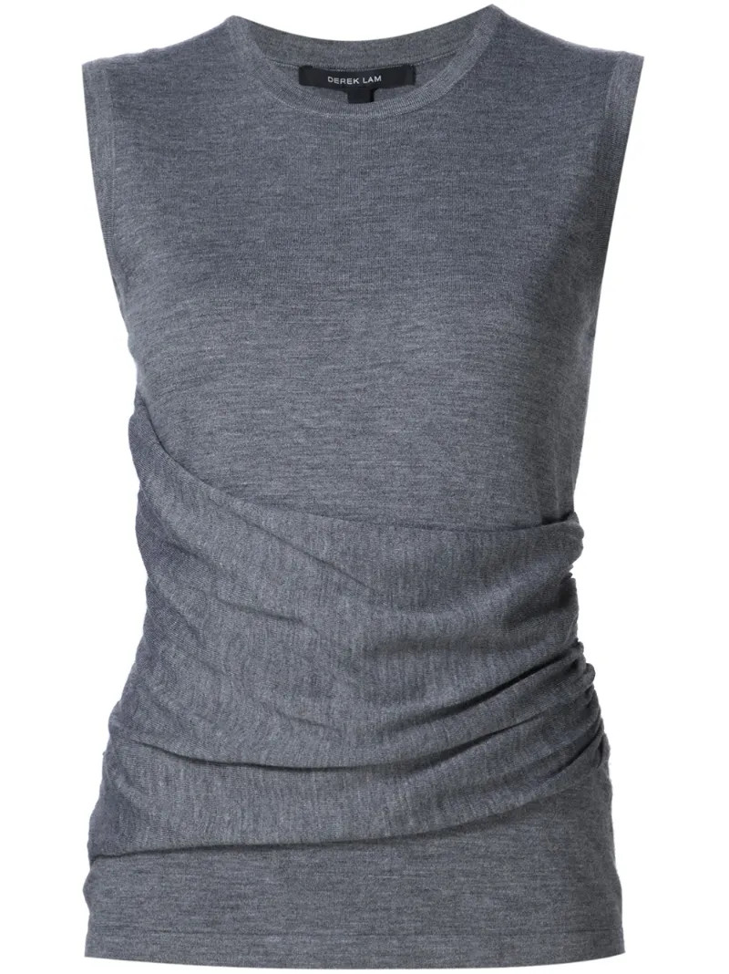 Derek Lam - Sleeveless Gathered Top With Side Detail - women - Silk/Cashmere - M, Grey, Silk/Cashmere | FarFetch US