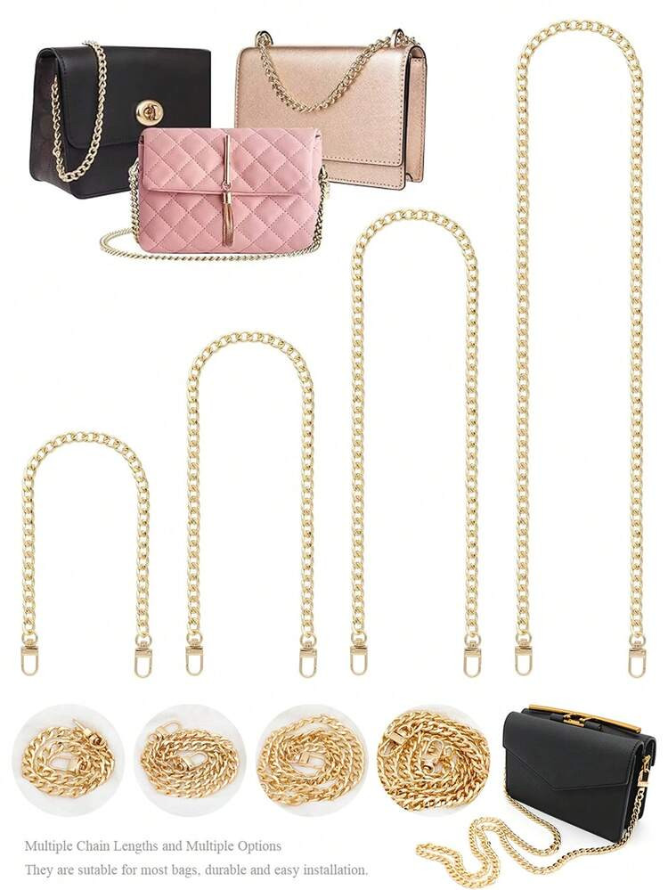 Luxury Gold Metal Chain Strap Replacement (15.7 Inches, 23.6 Inches, 35.4 Inches, 47.2 Inches), Adjustable Multiple Lengths, Lobster Clasp Design, Easy Installation, Suitable For Crossbody Bags, Clutches, Shoulder Bags And Most Handbags, Durable And Fashionable, Ideal Choice To Upgrade Your Bags. | SHEIN