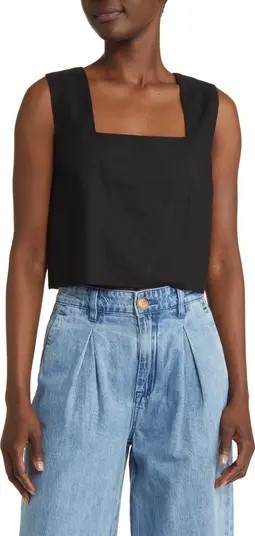 Square Neck Linen Blend Tank | Nordstrom