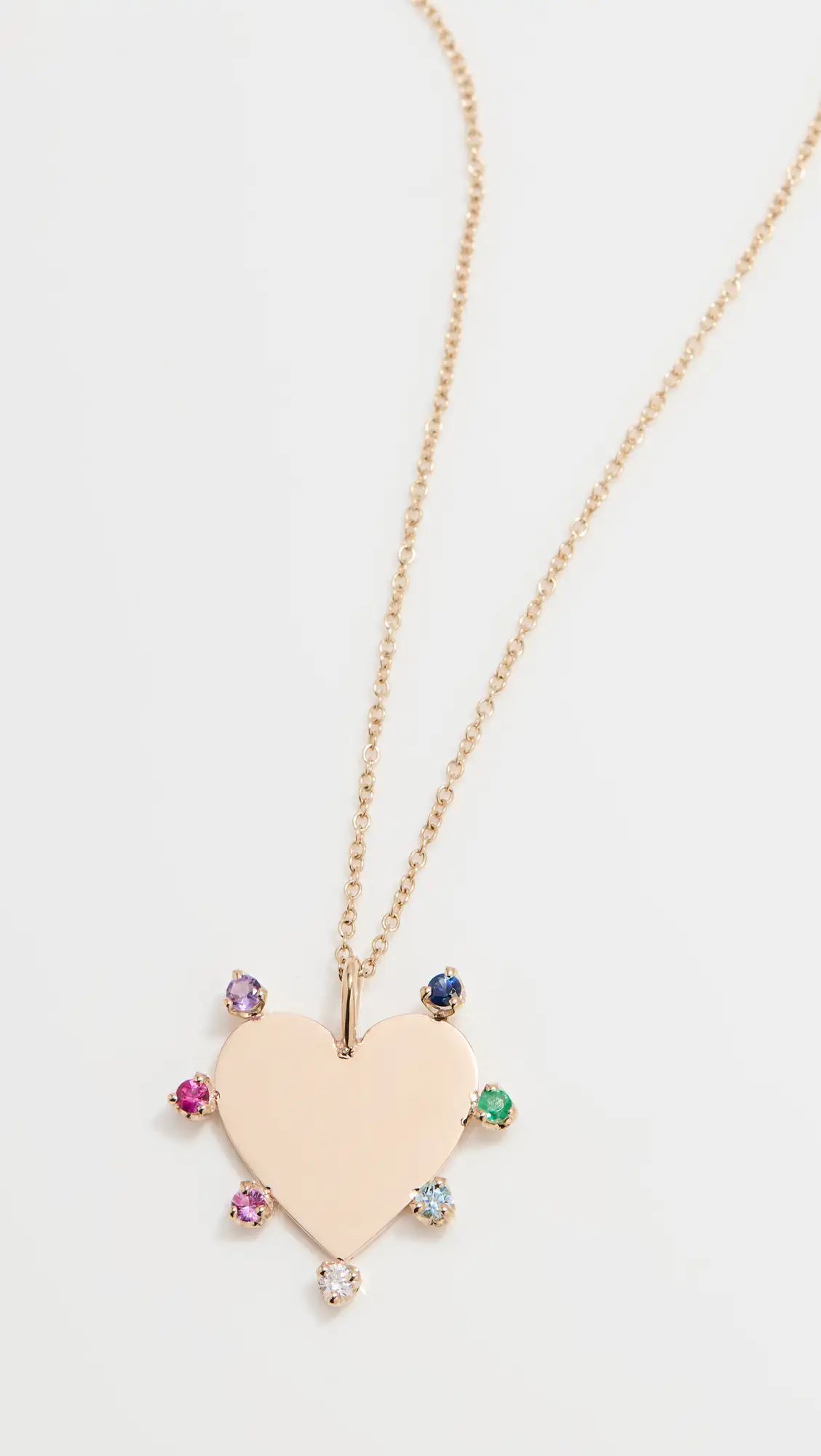 Zoe Chicco 14k Gold 7 Rainbow Gemstones Heart Pendant Necklace | Shopbop | Shopbop