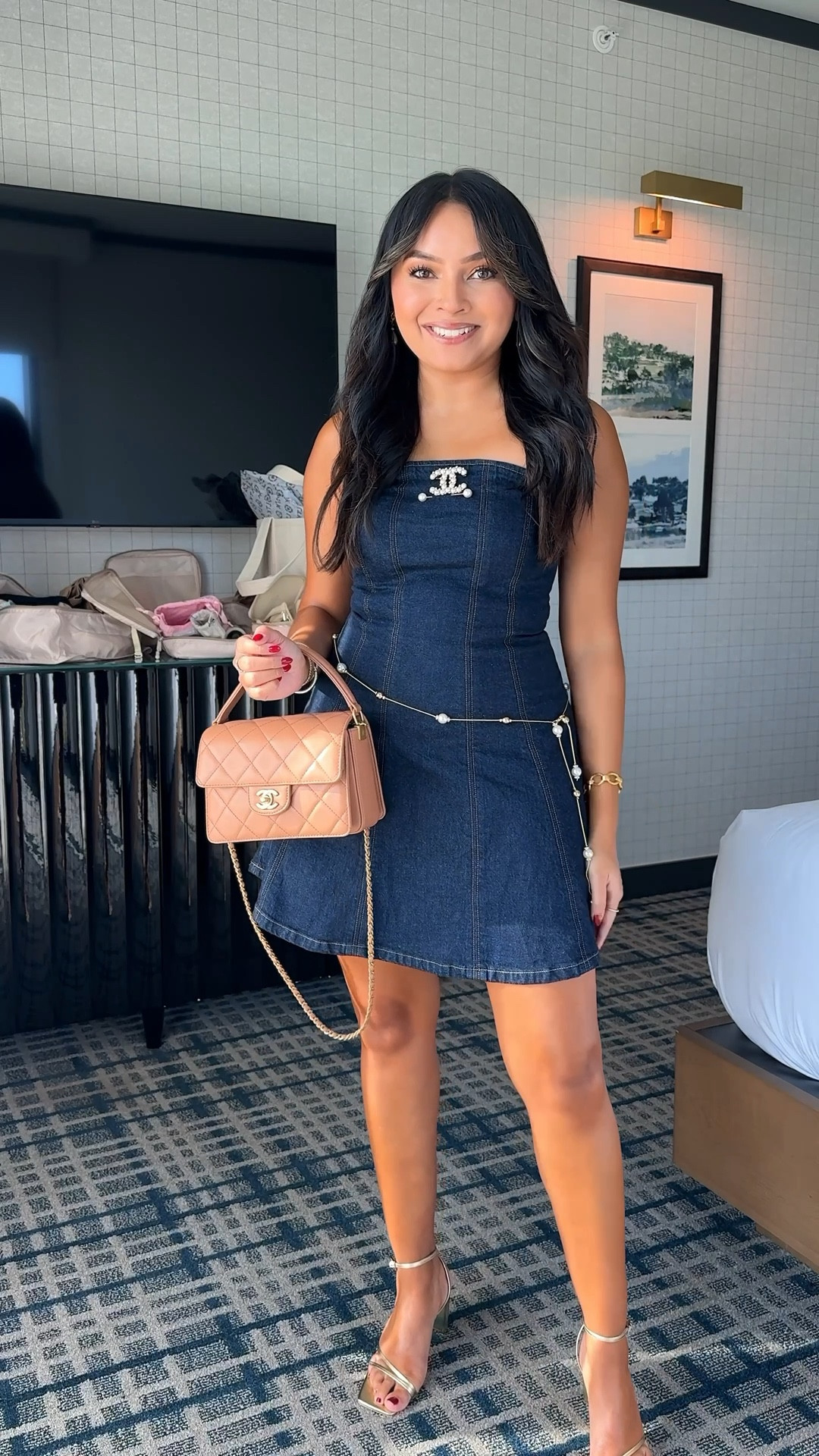 Denim dress size xs petite TTS 
Gold heels size 5 TTS 



#LTKSaleAlert #LTKPetite #LTKStyleTip